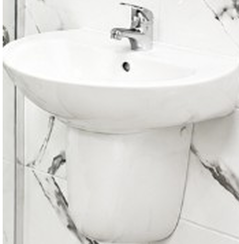 550mm One Tap Hole Handbasin & Semi Pedestal