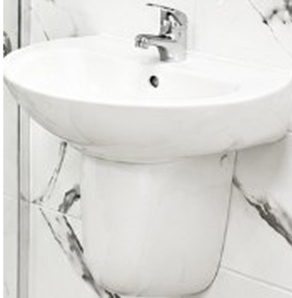 550mm One Tap Hole Handbasin & Semi Pedestal