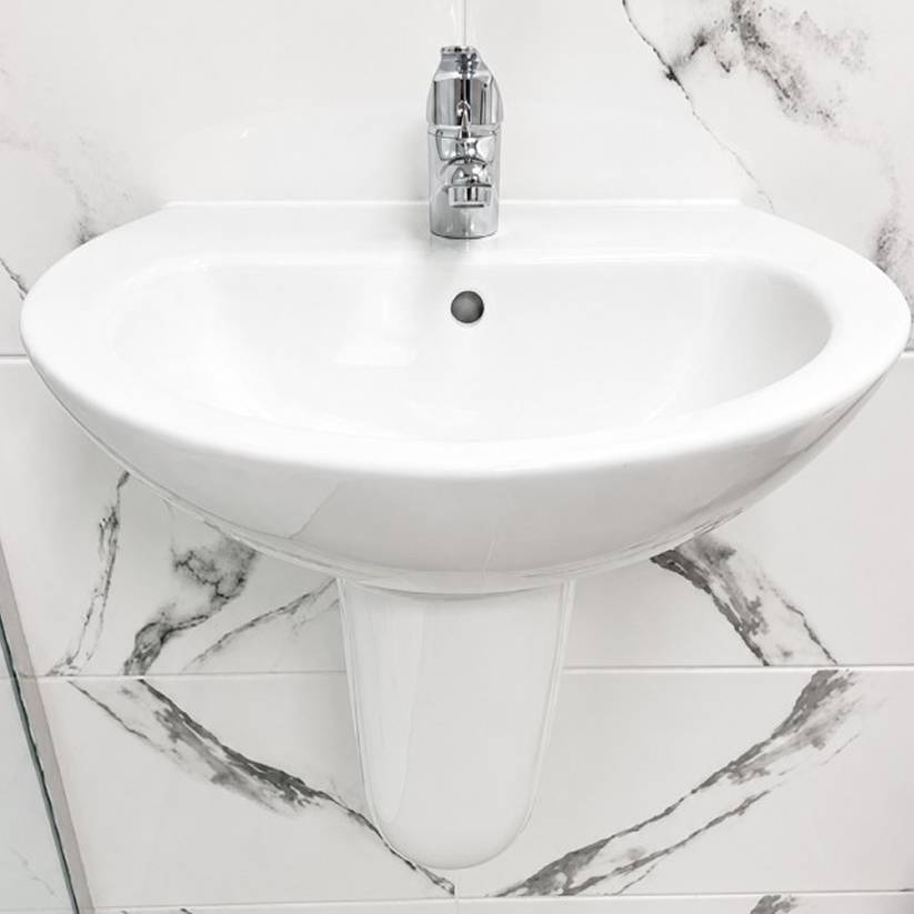 550mm One Tap Hole Handbasin & Semi Pedestal